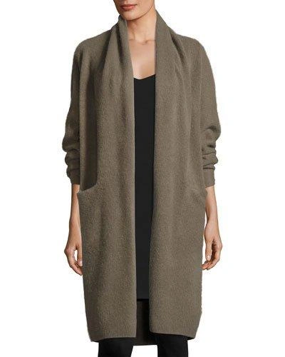 Vince Long Cashmere Open-front Cardigan, Olivewood