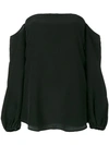 Theory Woman Off-the-shoulder Silk-crepe Top Black