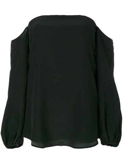 Theory Woman Off-the-shoulder Silk-crepe Top Black