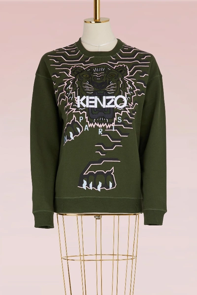 Kenzo Geo Tiger Relaxed Sweatshirt, Olive In Green