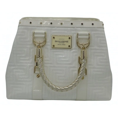 Pre-owned Versace Patent Leather Handbag In White