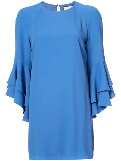 Alexis Melany Ruffle Sleeve Mini Dress In Blue