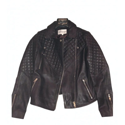 Pre-owned Claudie Pierlot Leather Biker Jacket In Brown