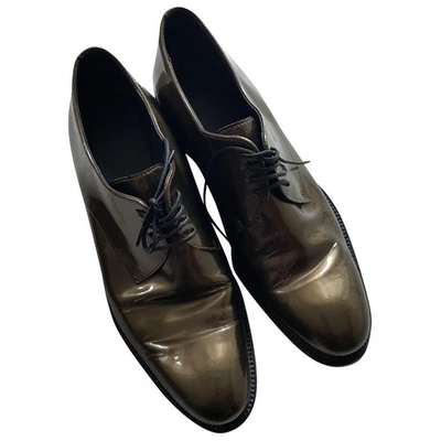 Pre-owned Hugo Boss Patent Leather Lace Ups In Metallic
