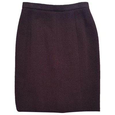 Pre-owned Chanel Wool Mid-length Skirt In Burgundy