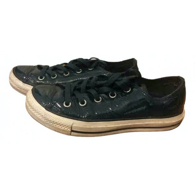 Pre-owned Converse Patent Leather Trainers In Green