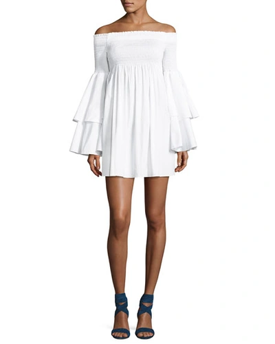 Caroline Constas Appolonia Off-the-shoulder Poplin Dress, White