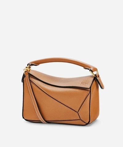 Loewe Mini Puzzle Leather Shoulder Bag In Light Caramel