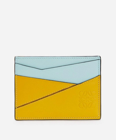 Loewe Puzzle Plain Calfskin Leather Cardholder In Yellow Mango/multicolour