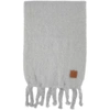 Loewe Knit Mohair Blend Fringed Scarf In Grey