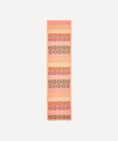 Loewe Anagram Wool-blend Scarf In Peach Pink
