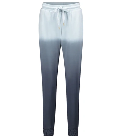 The Upside Alena Embroidered Ombré Cotton-jersey Track Pants In Blue