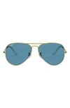 Ray Ban Original 58mm Aviator Sunglasses In Legend Gold/ Blue