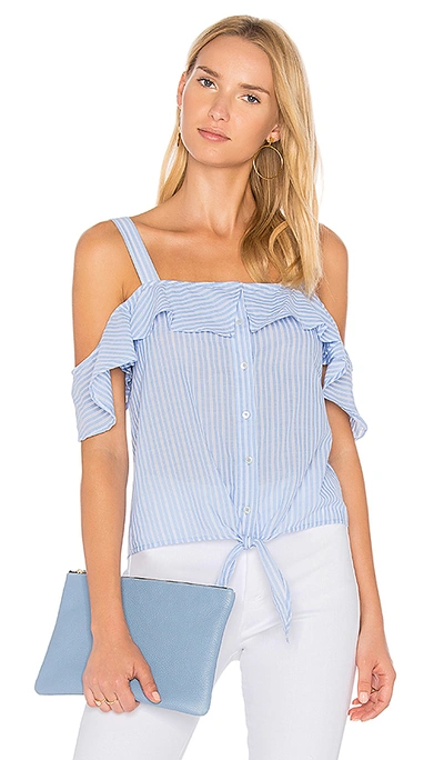 Paige Torie Striped Cold Shoulder Cotton Top In Blue White