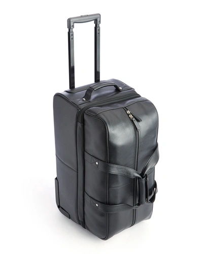 Royce New York Leather Executive Rolling Duffle Suitcase In Black