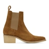 Amiri Brown Suede Pointy Toe Chelsea Boots In Beige