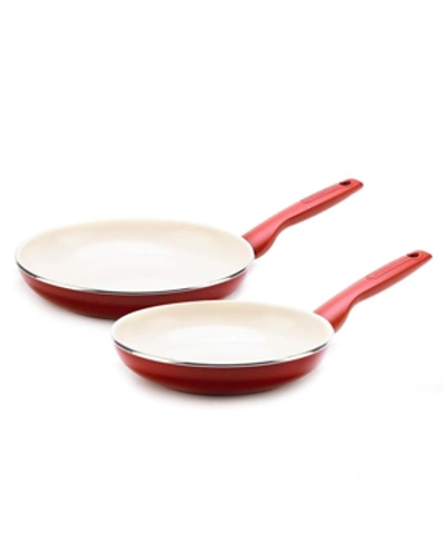 Greenpan Rio Ceramic Nonstick 8"and 10" Frypan Set In Red