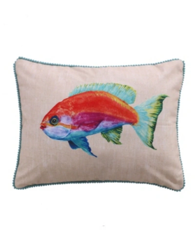 Levtex Beach Walk Colored Fish Decorative Pillow, 14" X 18" In Teal