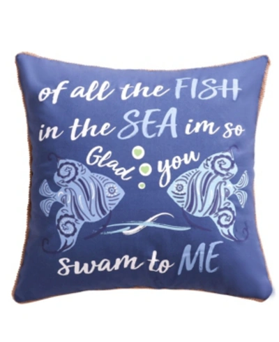 Levtex Laida Beach All Fish In The Sea Decorative Pillow, 20" X 20" In Blue