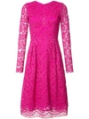 Adam Lippes Woman Pleated Cotton-blend Corded Lace Midi Dress Fuchsia