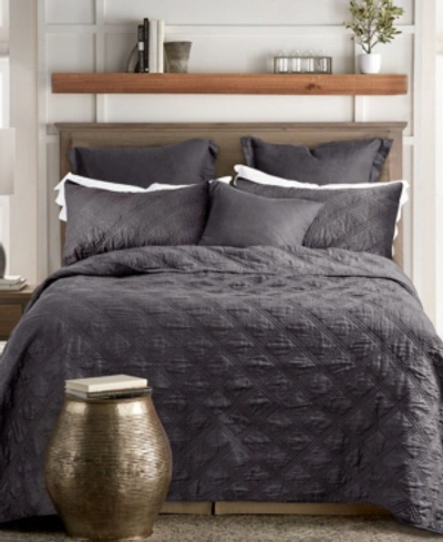 Levtex Washed Linen Relaxed Textured Quilt, King In Charcoal