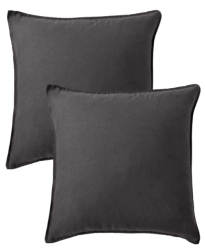 Levtex Washed Linen Relaxed Solid 2-pack Decorative Pillow Cover, 20" X 20" In Charcoal