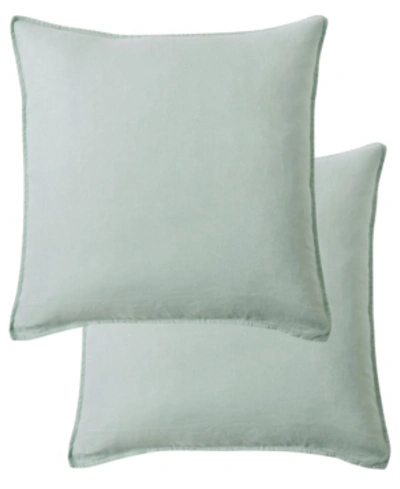 Levtex Washed Linen Relaxed Solid 2-pack Decorative Pillow Cover, 20" X 20" In Aqua
