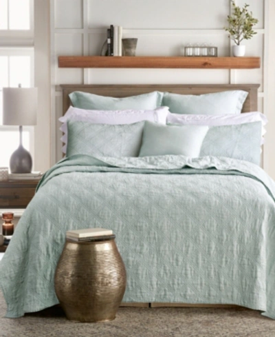 Levtex Washed Linen Relaxed Textured Quilt, King In Aqua