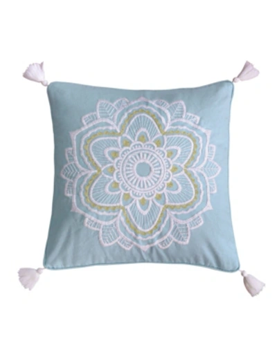 Levtex Angelica Spring Medallion Tassel Decorative Pillow, 18" X 18" In Blue