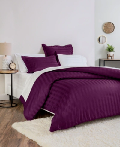 Charter Club Damask 1.5" Stripe 550 Thread Count 100% Cotton 3-pc. Duvet Cover Set, King, Created For Macy's In Mulberry