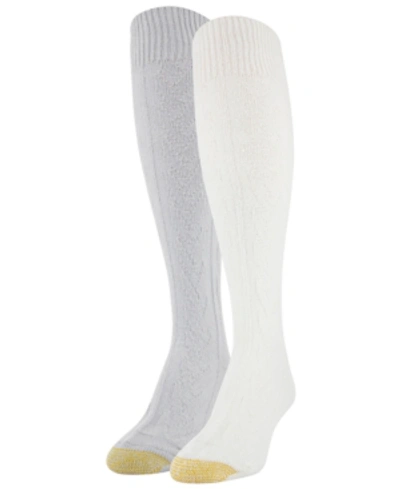 Gold Toe Women's Cozy Cable Knee High 2pk Socks In Ivory, Glacier