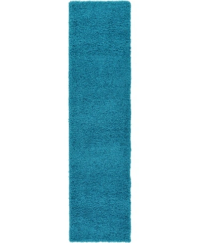 Bridgeport Home Exact Shag Exs1 2' 6" X 10' Runner Area Rug In Turquoise