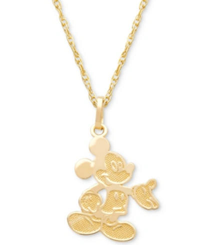 Disney Children's Mickey Mouse 15" Pendant Necklace In 14k Gold In Yellow Gold