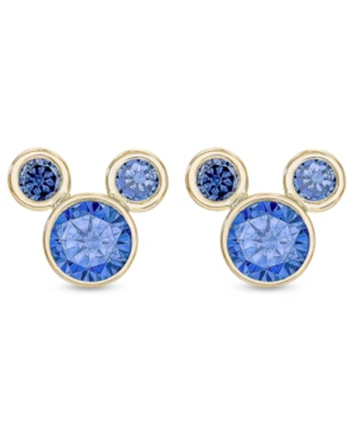 Disney Kids' Children's Cubic Zirconia Birthstone Mickey Mouse Stud Earrings In 14k Gold In September