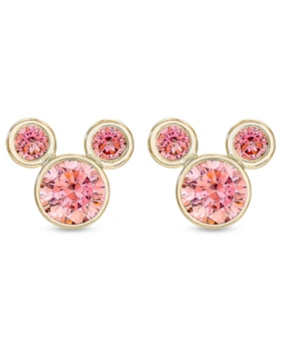 Disney Children's Cubic Zirconia Birthstone Mickey Mouse Stud Earrings In 14k Gold In October