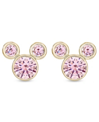 Disney Kids' Children's Cubic Zirconia Birthstone Mickey Mouse Stud Earrings In 14k Gold In June