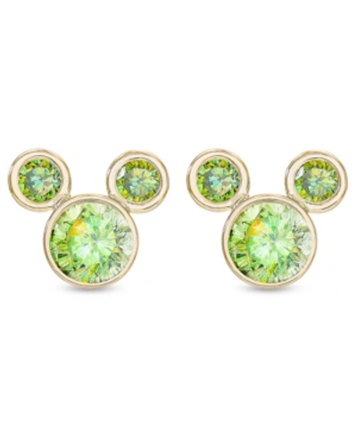 Disney Kids' Children's Cubic Zirconia Birthstone Mickey Mouse Stud Earrings In 14k Gold In August