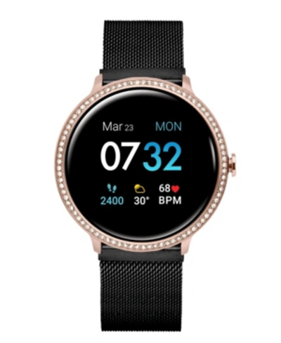 Itouch Sport 3 Women's Special Edition Touchscreen Smartwatch: Rose Gold Crystal Case With Black Mesh Strap