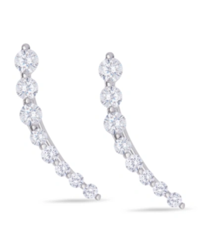 Macy's Cubic Zirconia Ear Climber Earrings In Silver Plate, Rose Gold Plate Or Gold Plate