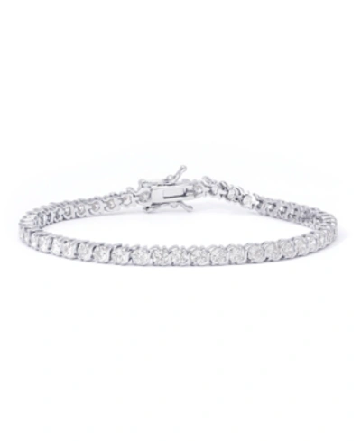 Macy's Cubic Zirconia "s" Link Bracelet In Silver Plate