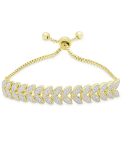 Macy's Diamond Accent Leaf Bolo Adjustable Bracelet In Gold