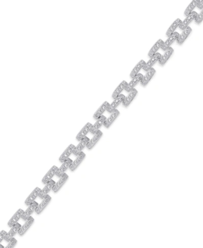 Macy's Diamond Accent Panther Link Bracelet In Silver Plate Or Gold Plate