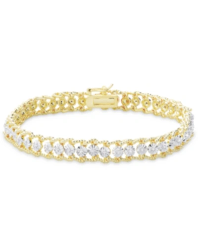 Macy's Diamond Accent Rope Edge Tennis Bracelet In Gold Plate