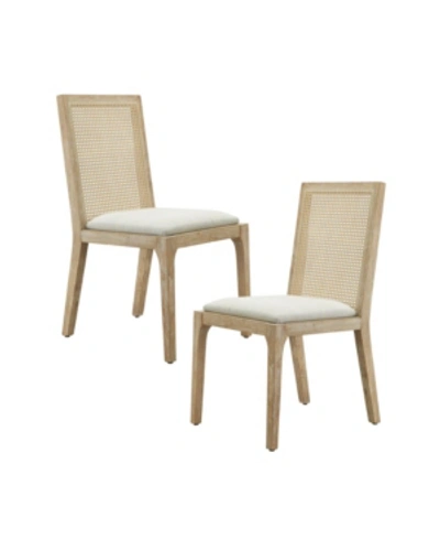 Madison Park Canteberry Farmhouse Solid Wood Cane-inset Dining Chair With Cushioned Seat, Set Of 2 In Natural