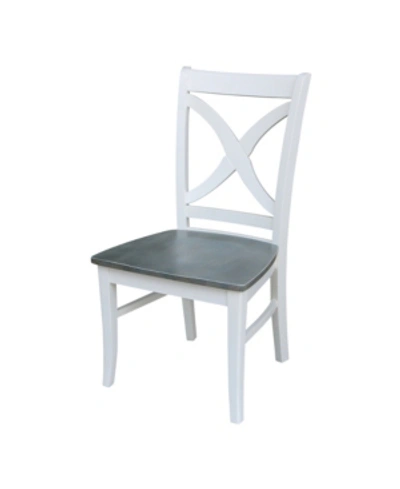 International Concepts Vineyard Curved X Back Chair, Set Of 2 In White,heather Gray