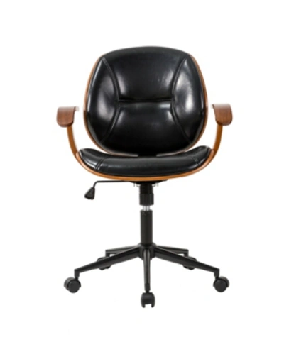 Glitzhome Leatherette Adjustable Swivel Desk Chair/task Chair In Black