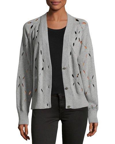 Alexander Wang T Pointelle-knit Cotton And Modal-blend Cardigan In Gray ...