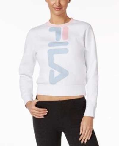 Fila Mona Crop Logo Sweatshirt In White/skyway