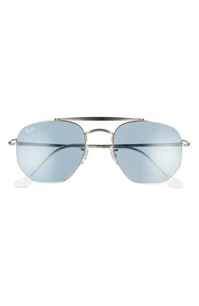 Ray Ban Marshal 54mm Aviator Sunglasses In Silver/ Azure Blue Mirror