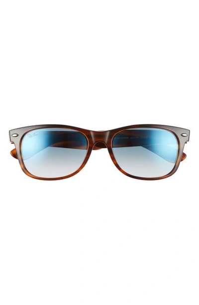 Ray Ban Standard New Wayfarer Blue Light Blocking 55mm Sunglasses In Striped Brown/ Blue Gradient